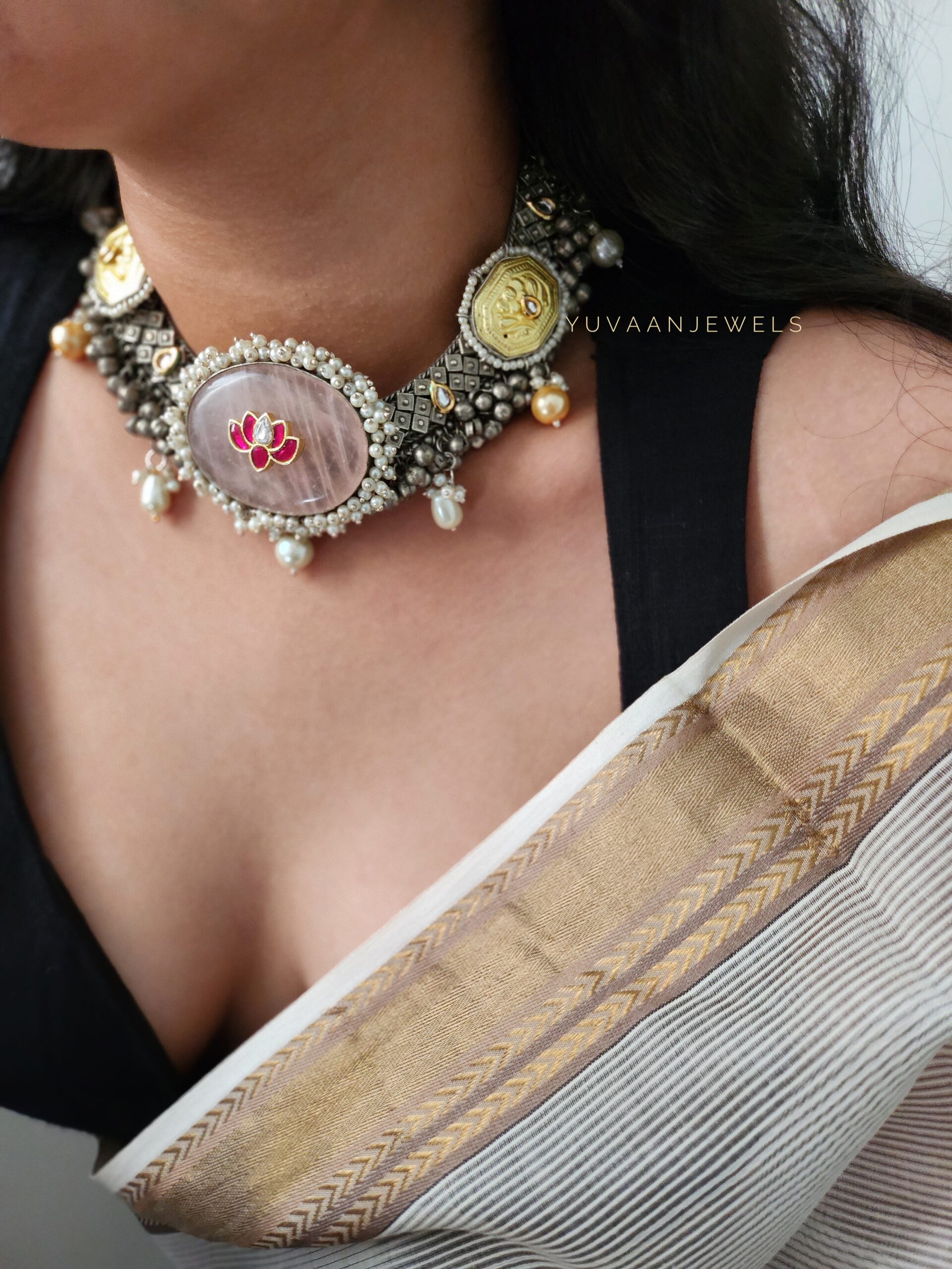 Aaina handcrafted silver necklace