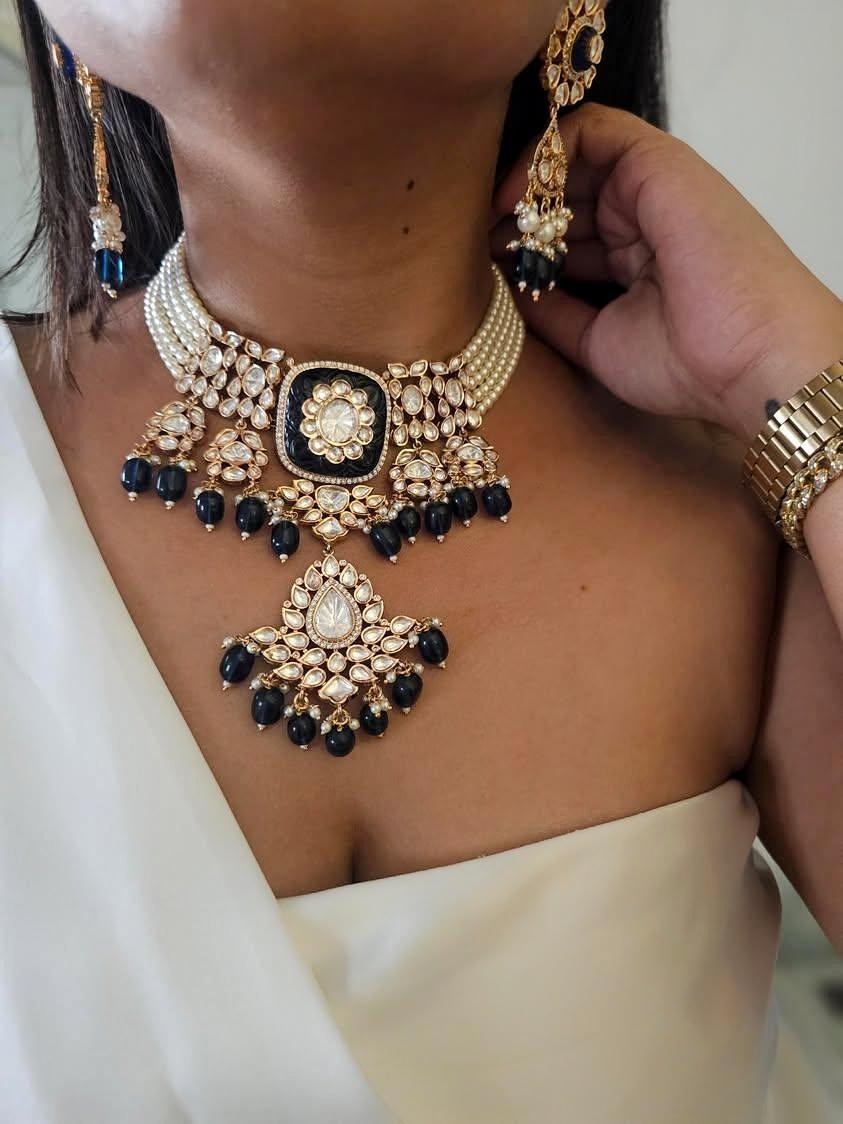 Aadhya pearl and polki choker
