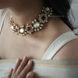 Margot Quartz polki and pearls choker