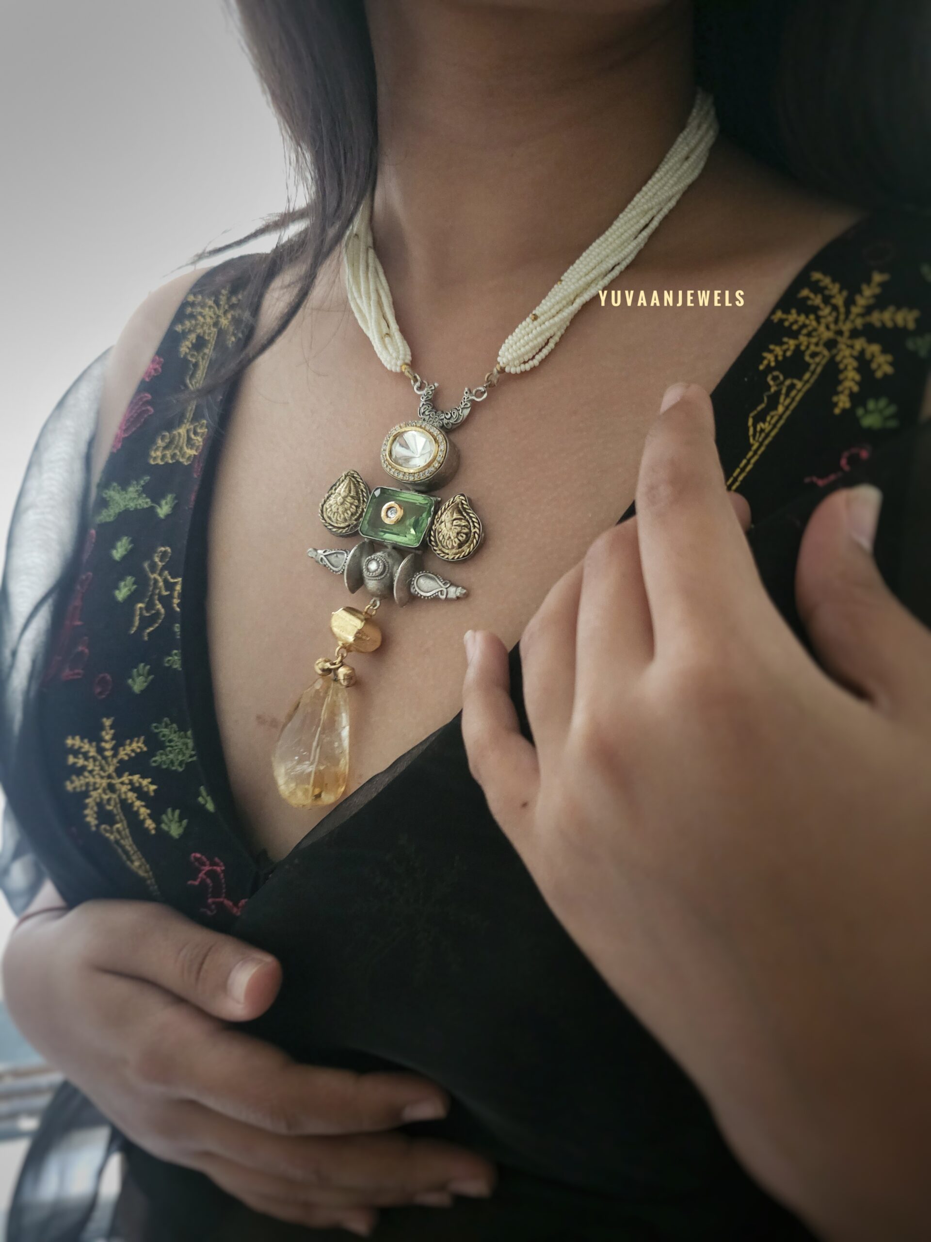 Nimrat handcrafted silver necklace