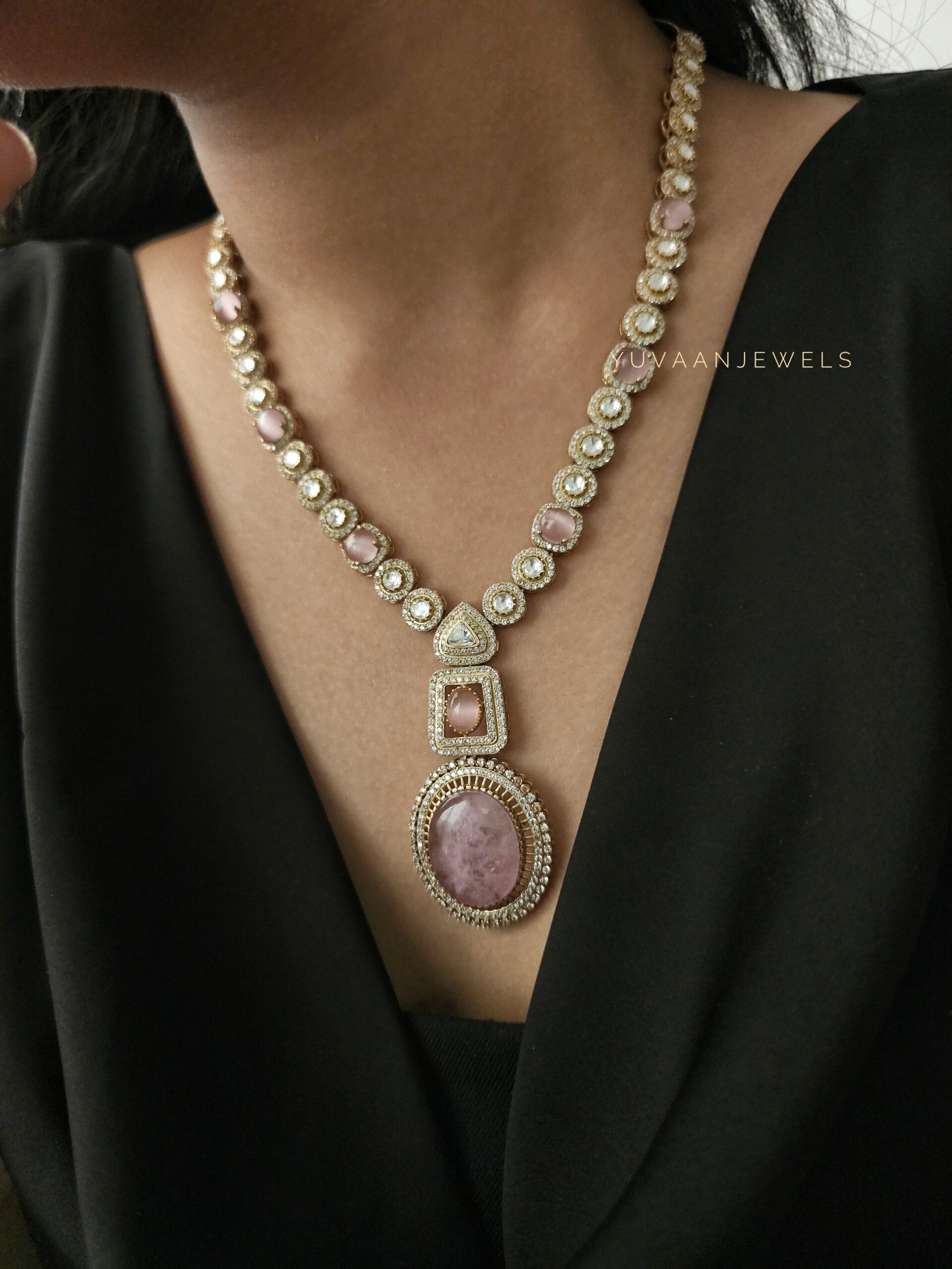 Cecile quartz and polki necklace