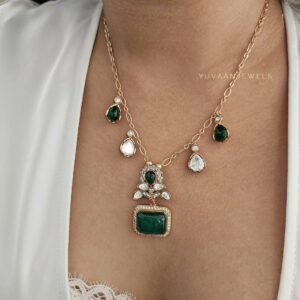 Mahua delicate quartz and polki necklace