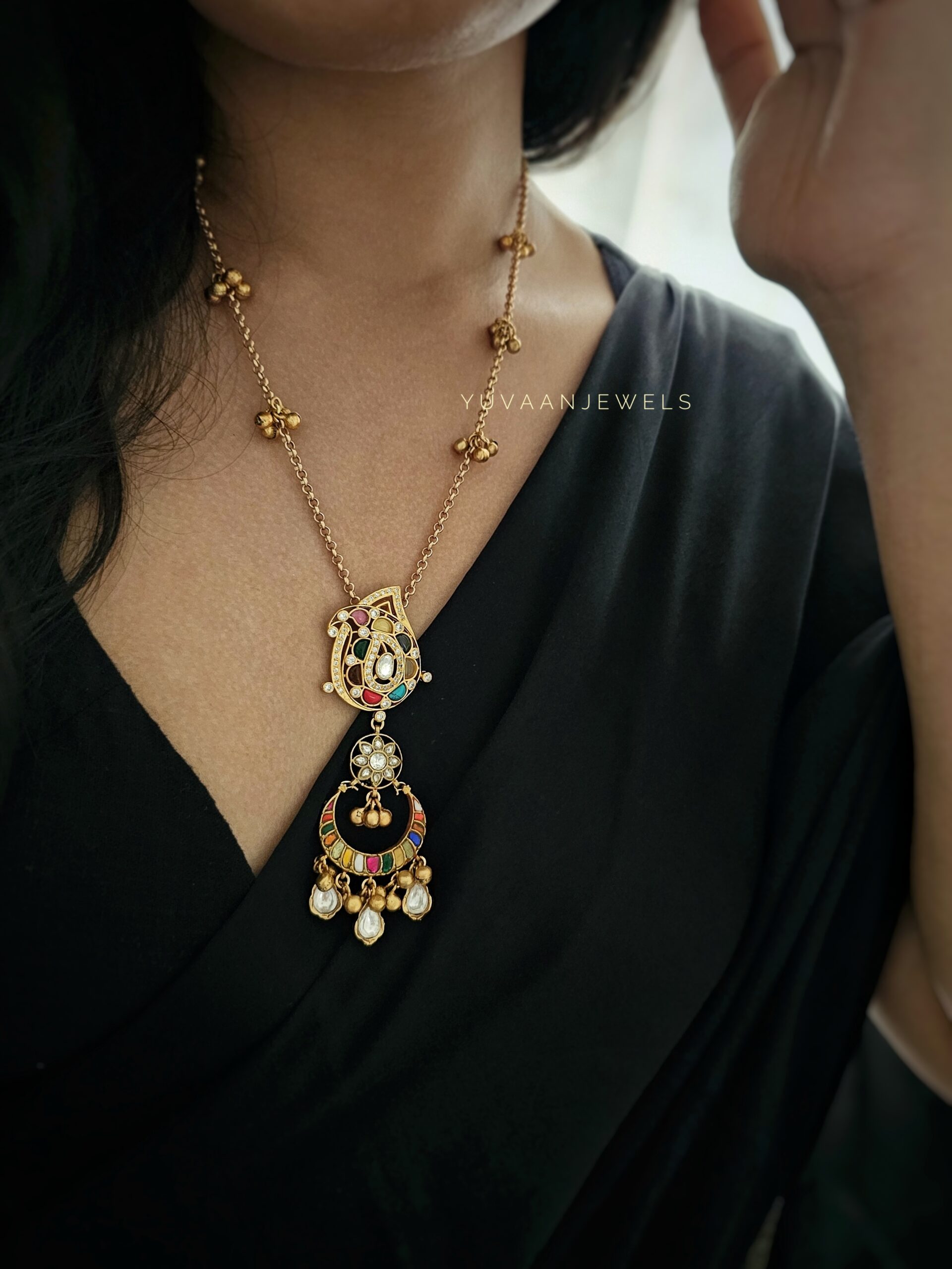 Pashmina Long polki necklace - Image 9