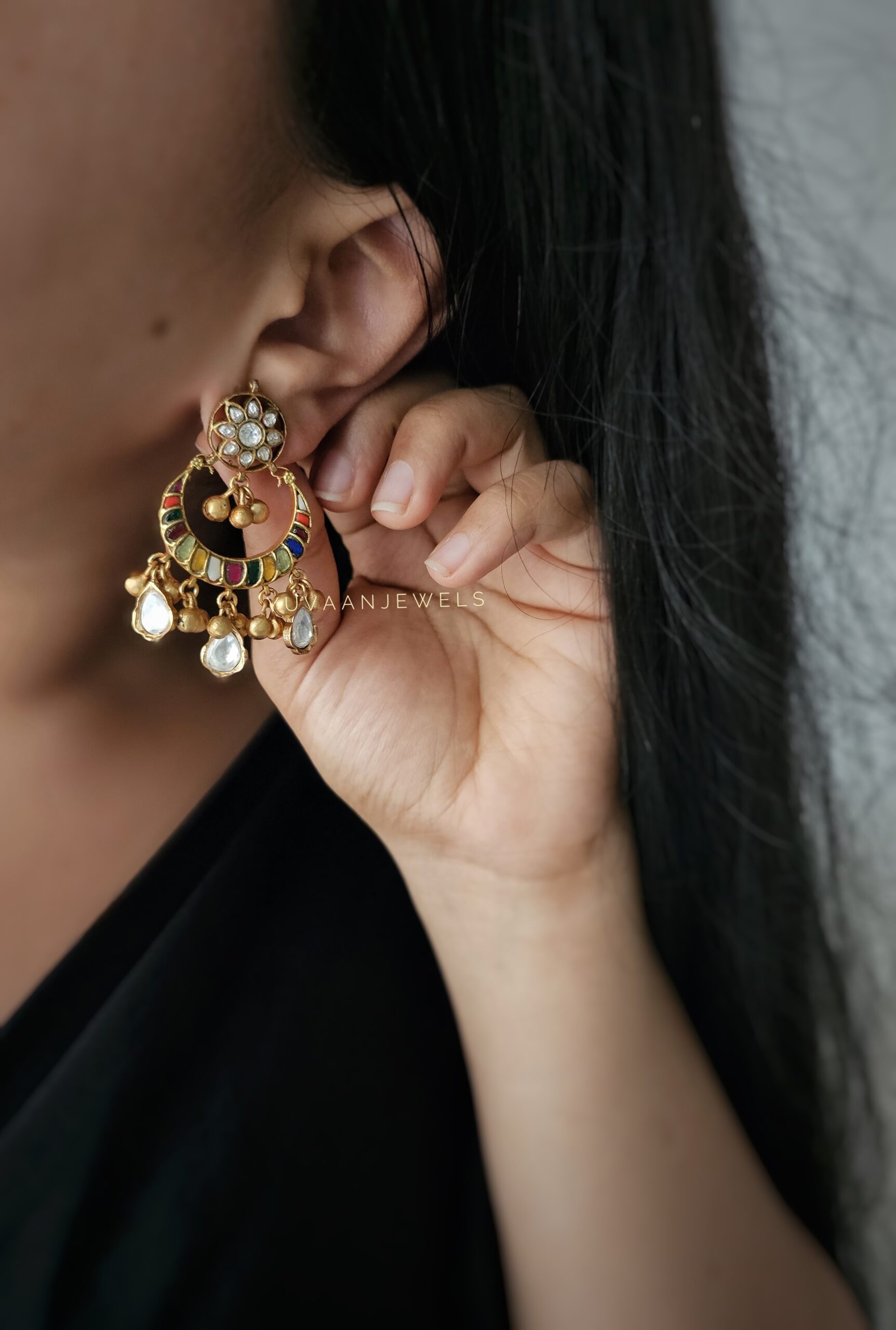 Pashmina Long polki necklace