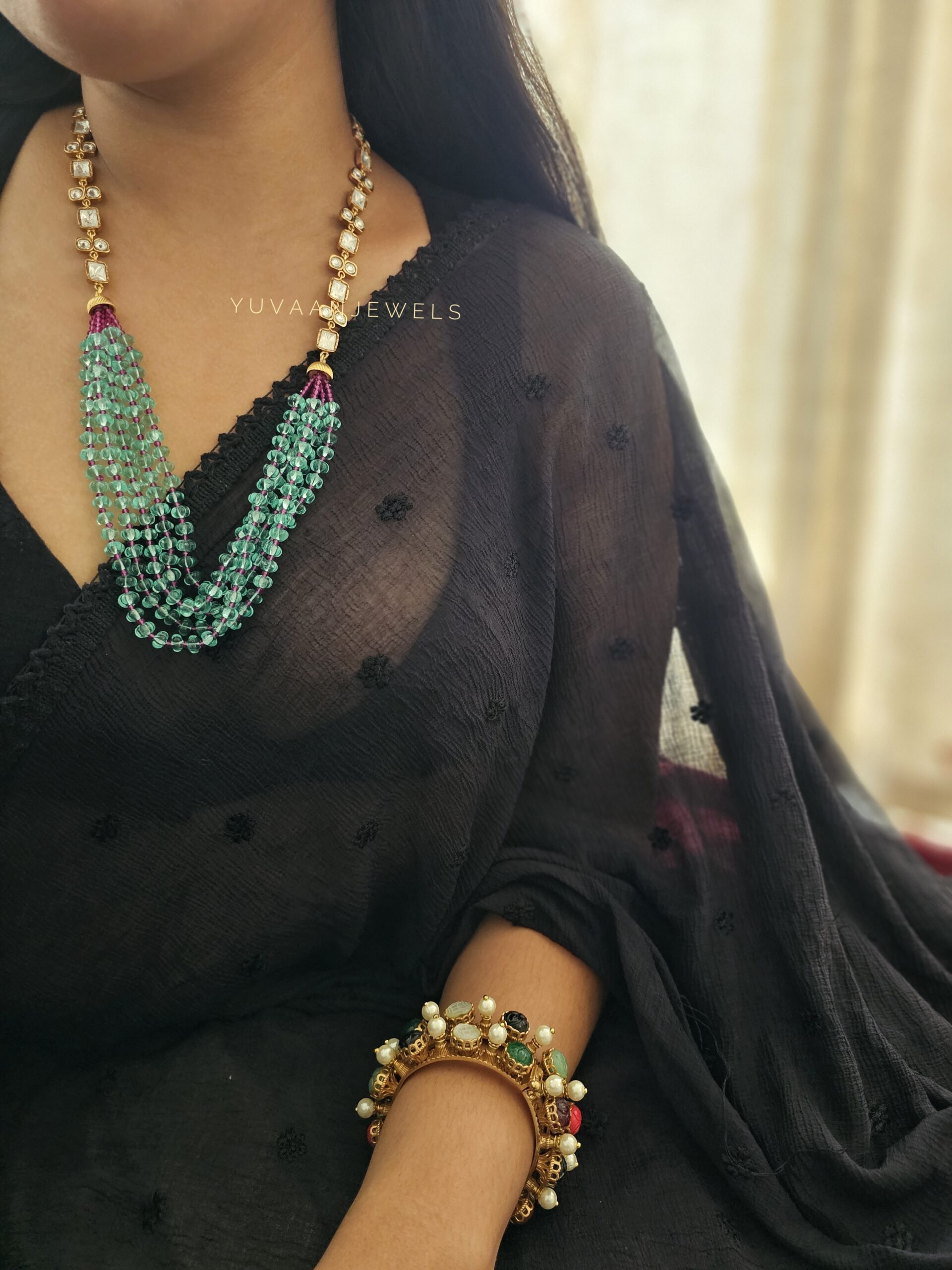 Farah Long polki necklace