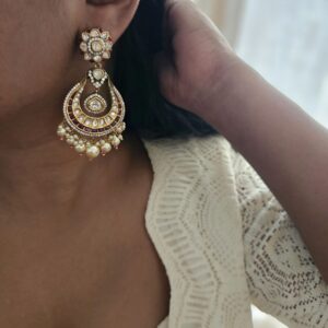 Ruhi pearls and polki earrings