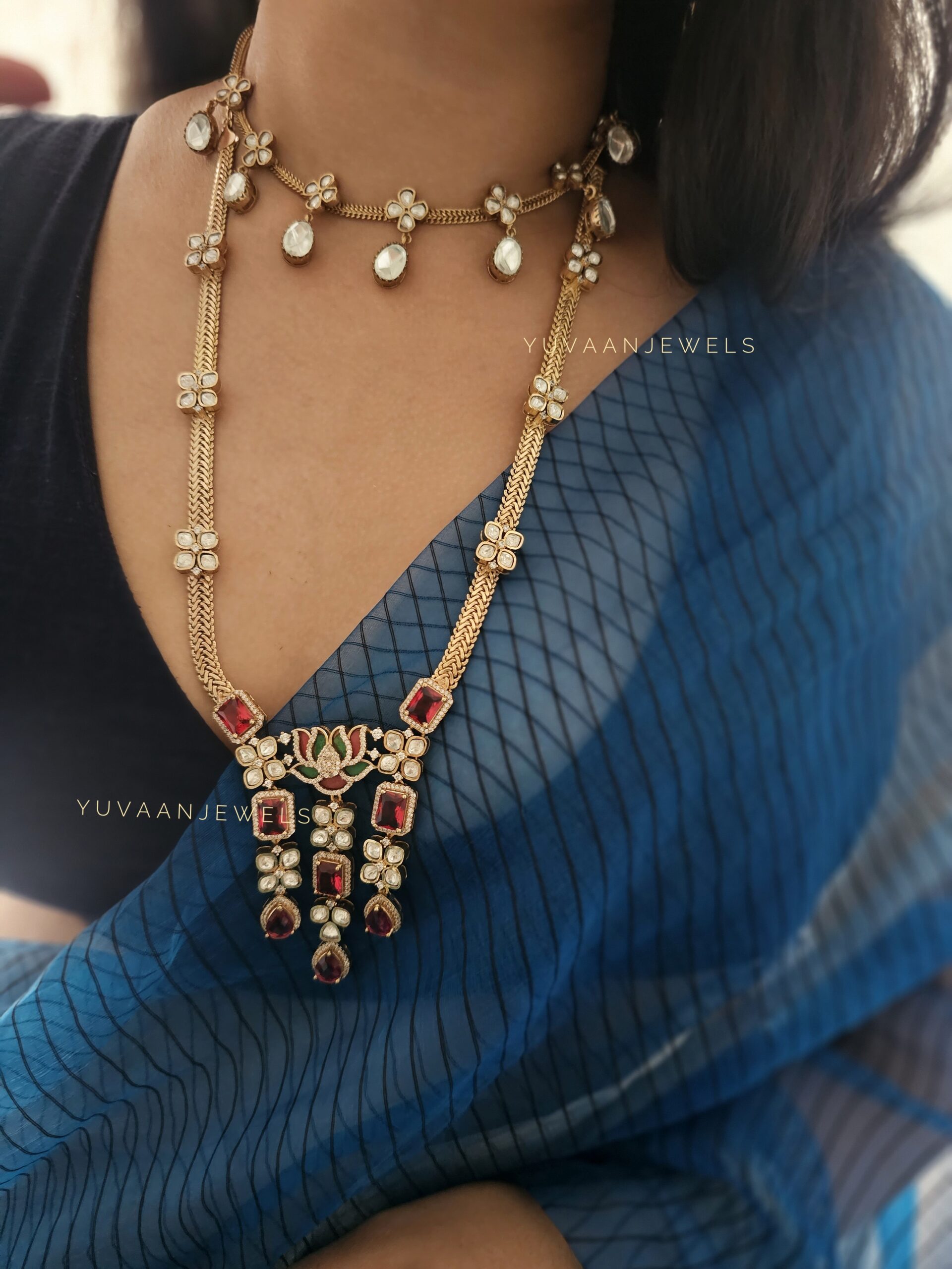 Radhika Quartz and polki necklace