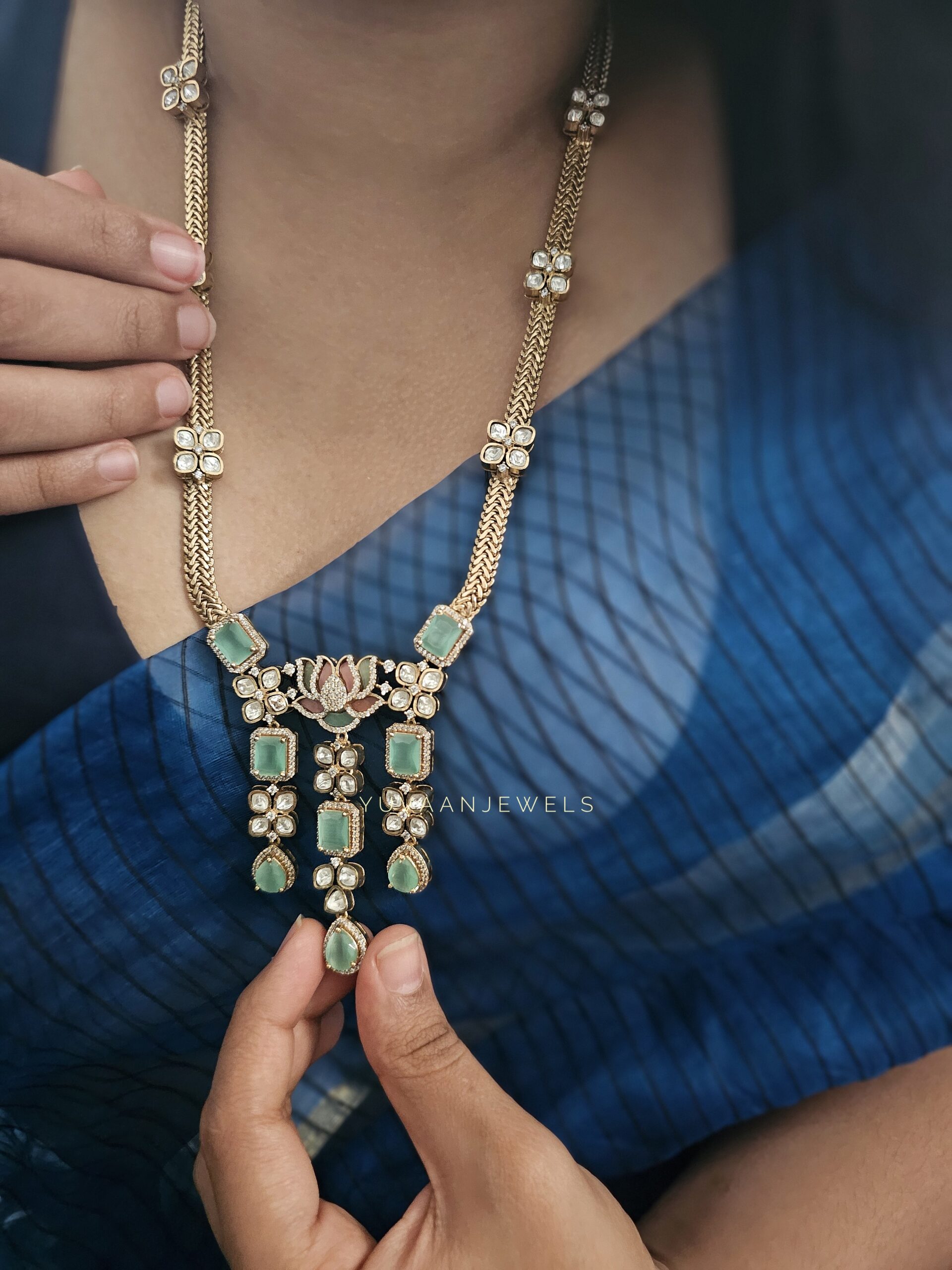 Radhika Quartz and polki necklace