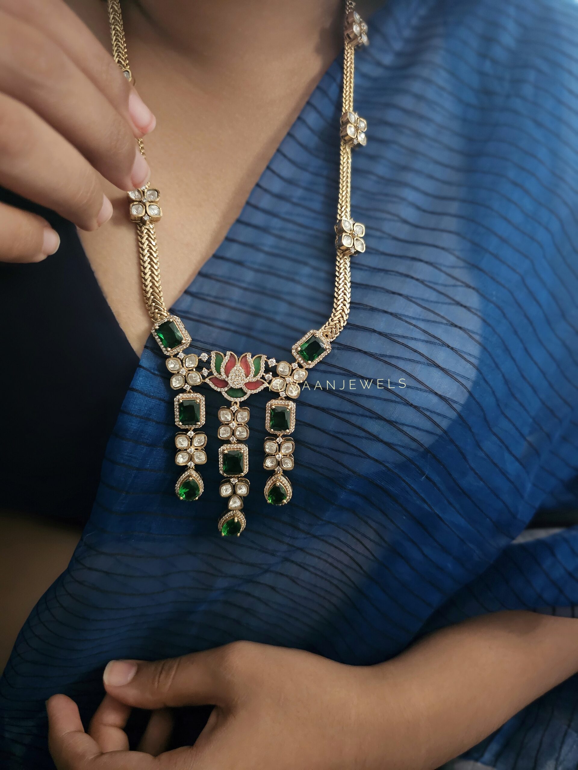 Radhika Quartz and polki necklace