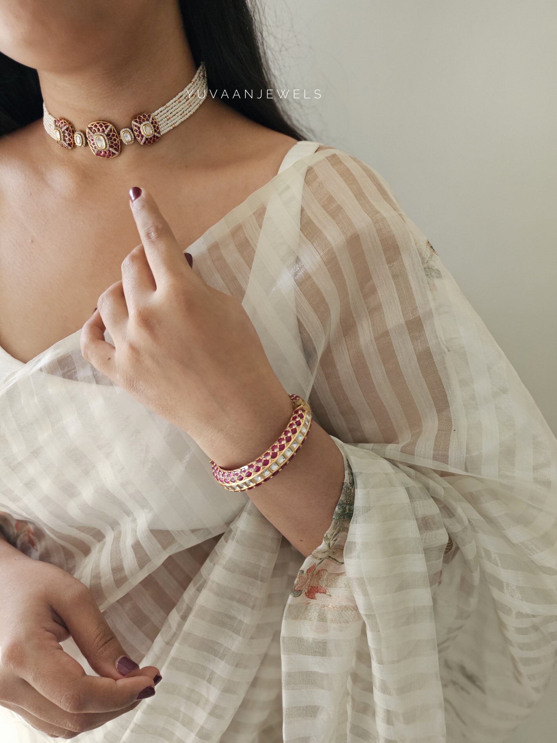 Shamsi delicate meenakari choker - Image 2