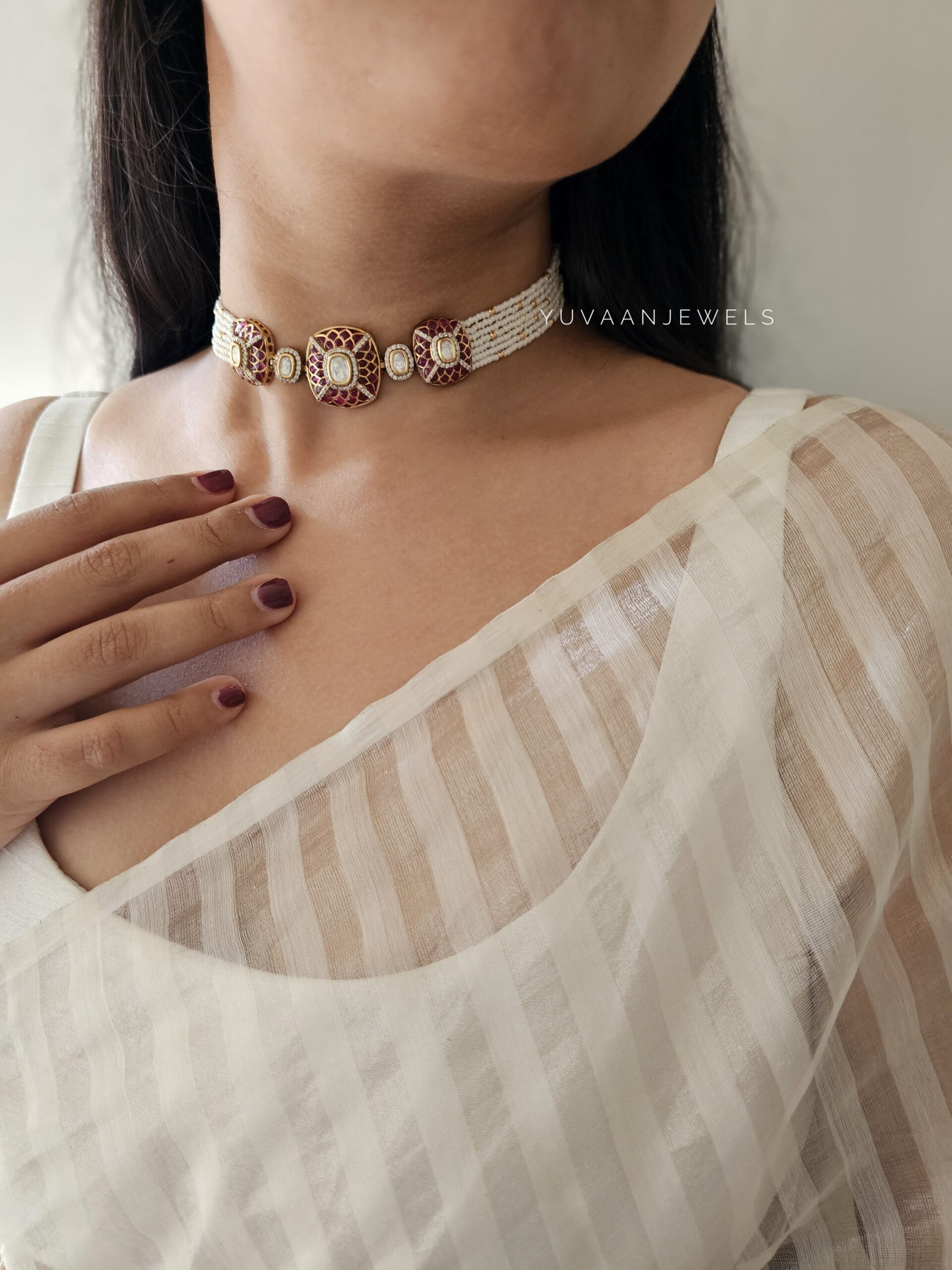 Shamsi delicate meenakari choker