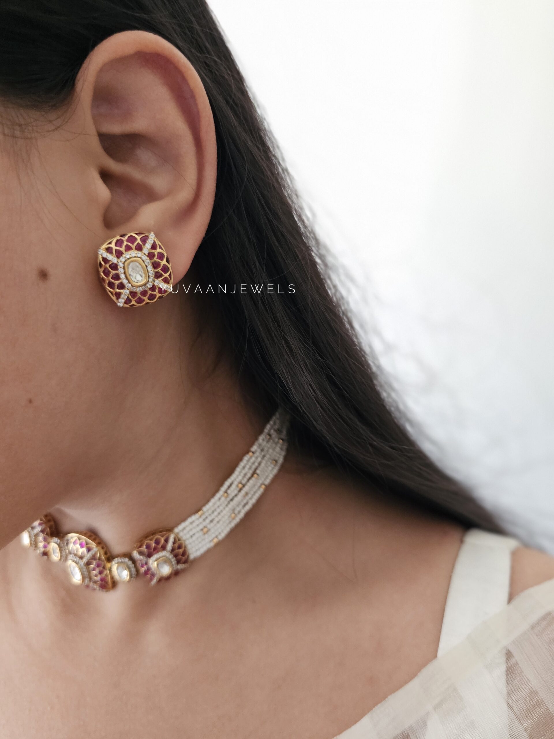 Shamsi delicate meenakari choker - Image 12
