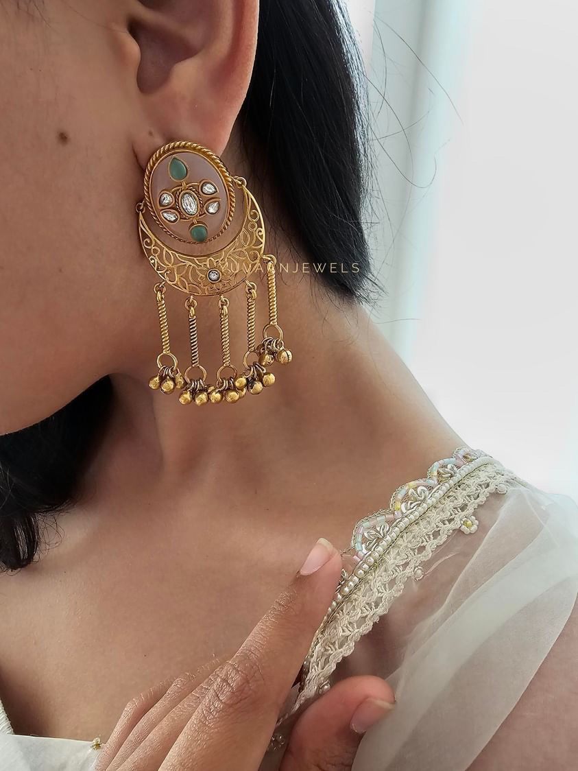 Swati raw stone chaandbali - Image 3