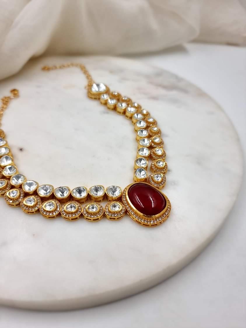 Jhelum Quartz and Polki Necklace