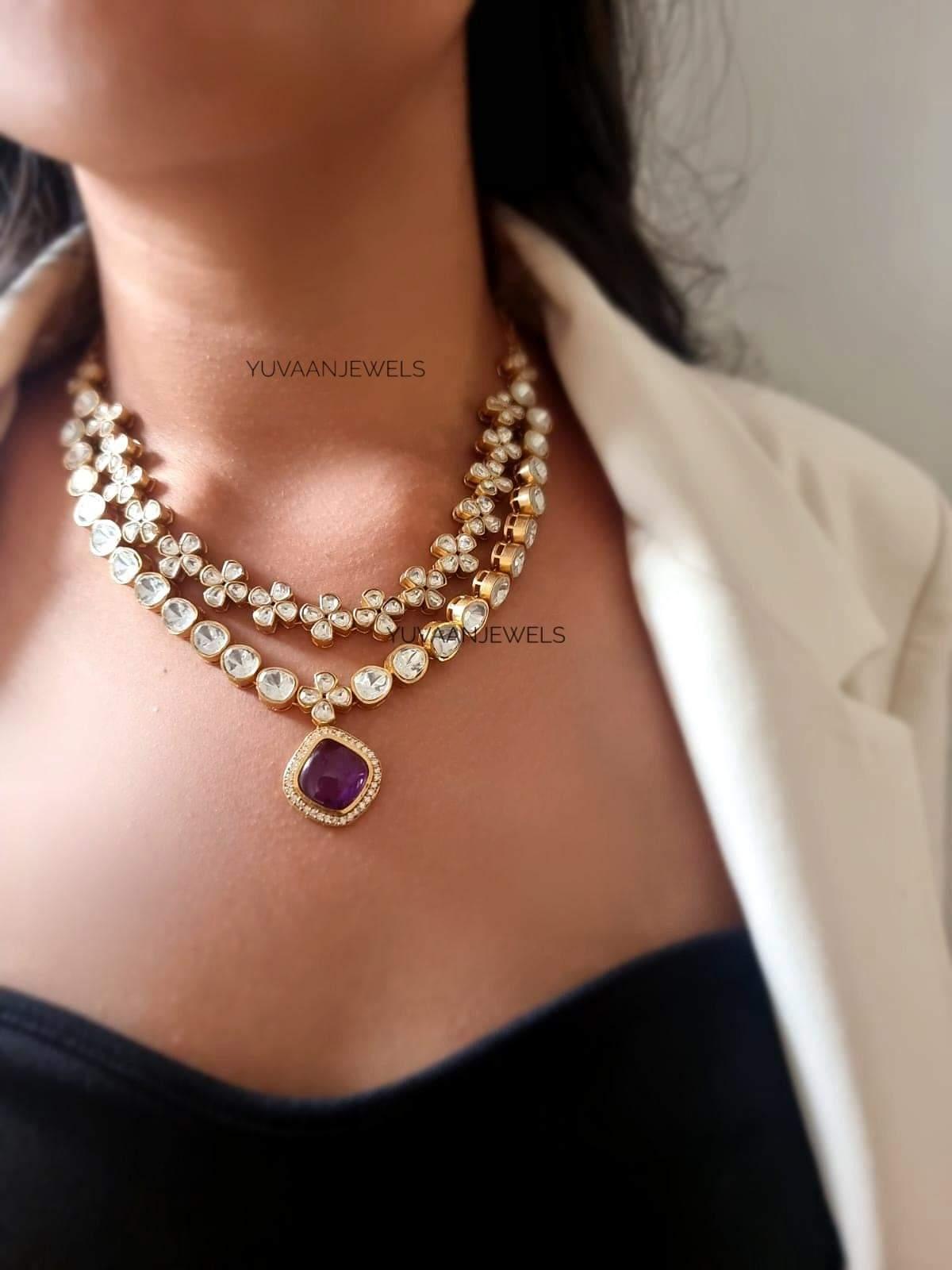 Kaira Quartz and Polki Necklace - Image 3