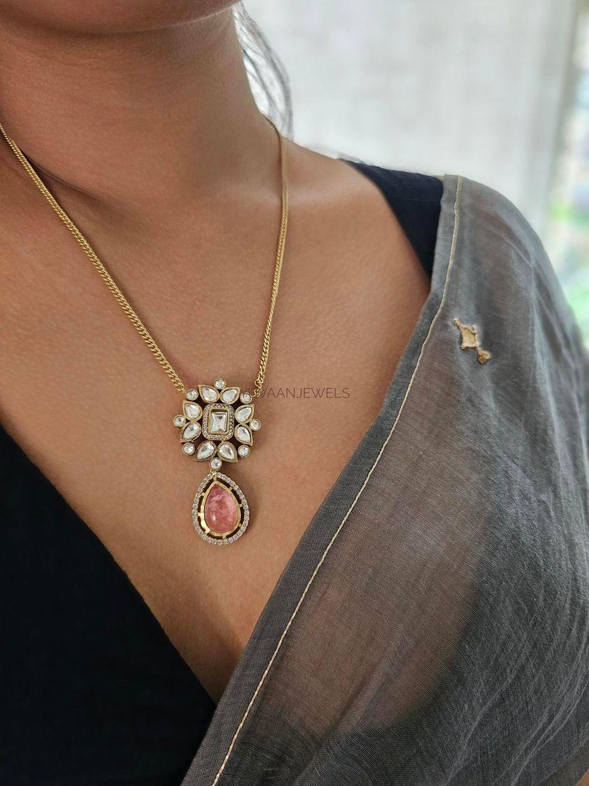 Tanya polki and quartz delicate necklace