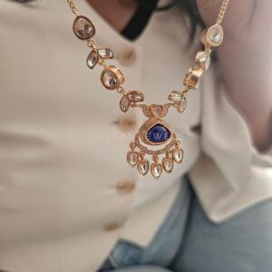 Hazel polki and quartz delicate necklace