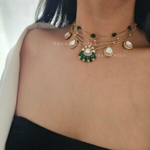 Selah multi-layered polki necklace