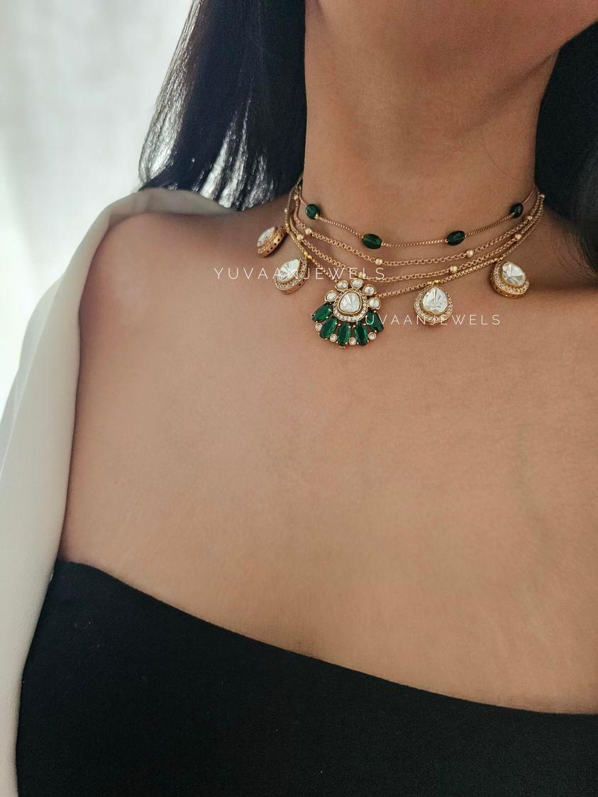 Selah multi-layered polki necklace