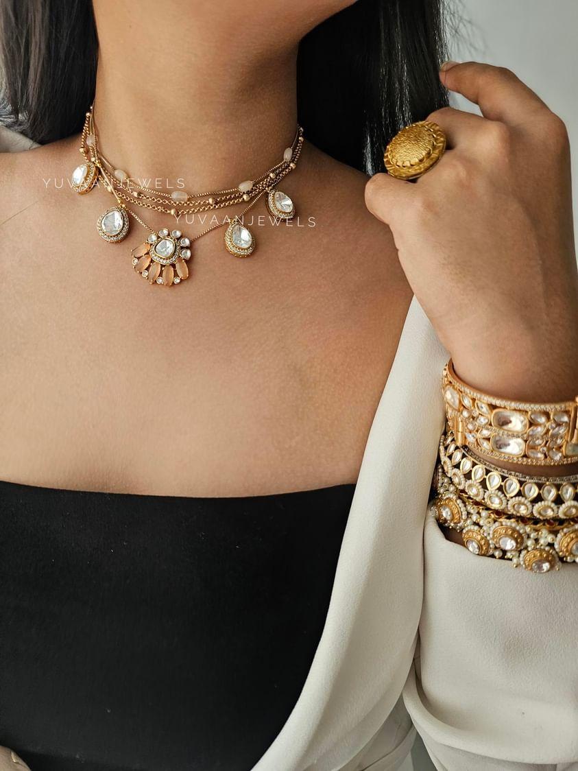 Selah multi-layered polki necklace