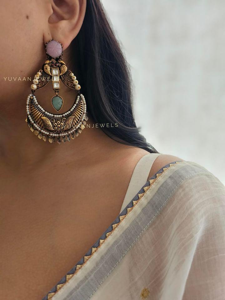 Shilpa Handcarved stone earing