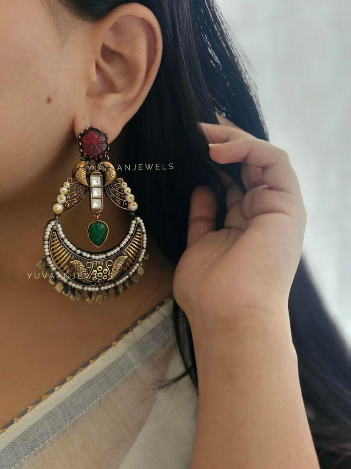 Shilpa Handcarved stone earing