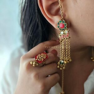 Anindita handcrafted earrings with kaan chain
