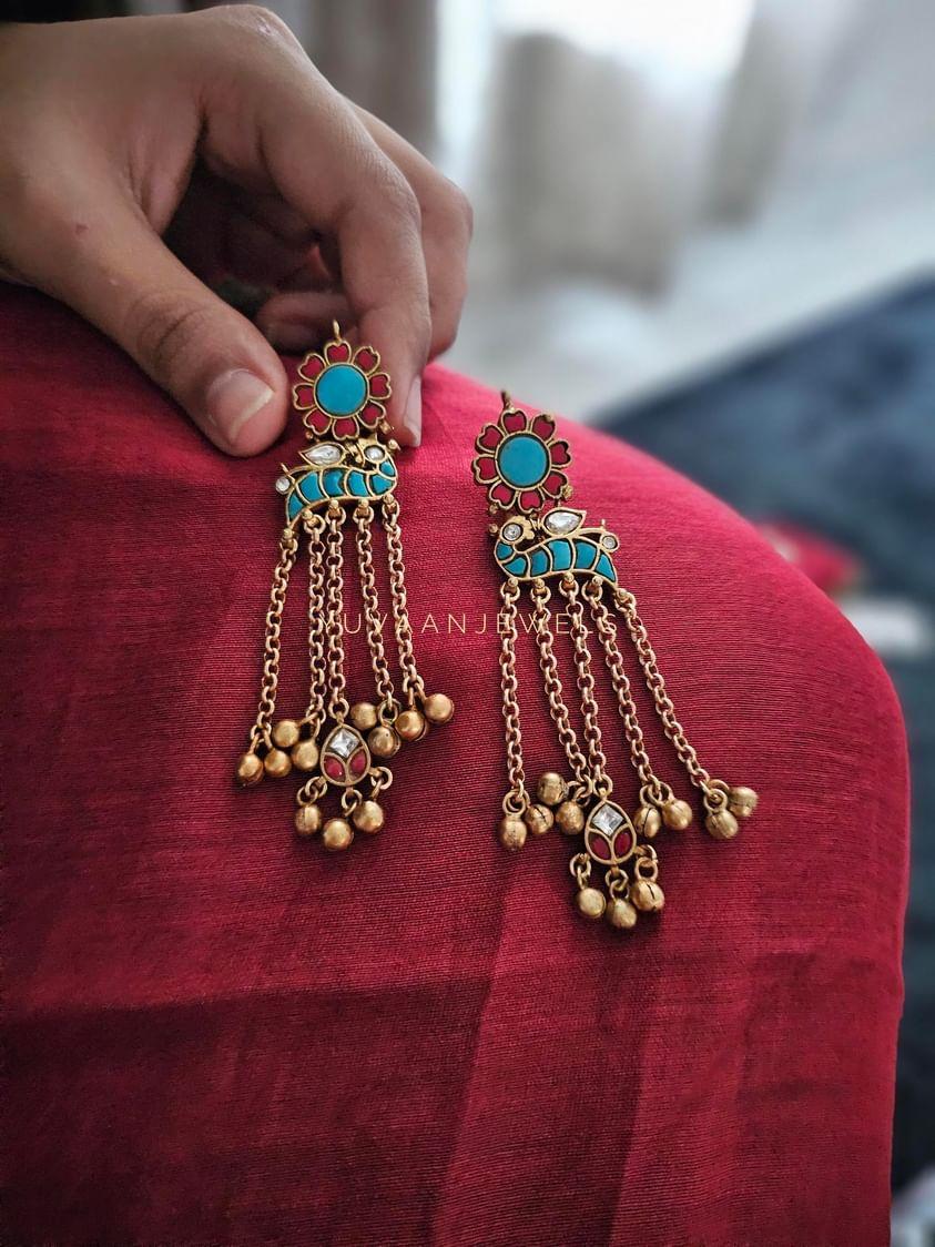 Anindita handcrafted earrings with kaan chain