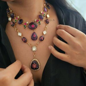 Meet long natural stone necklace