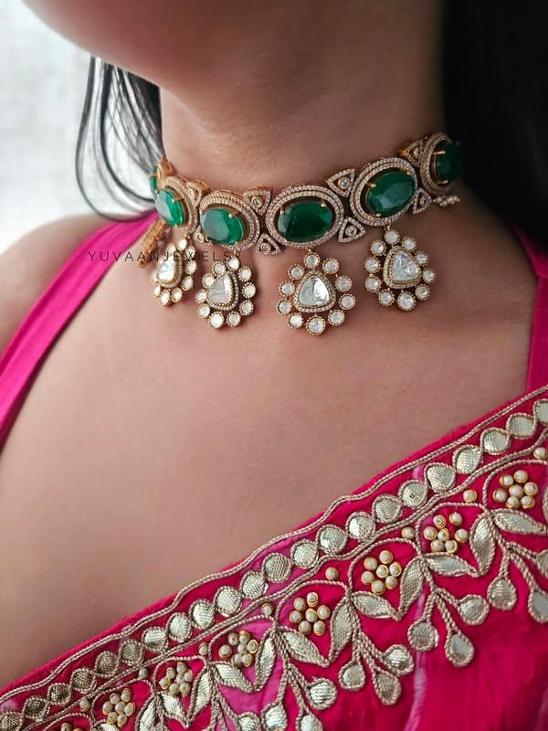 Kanchan polki choker