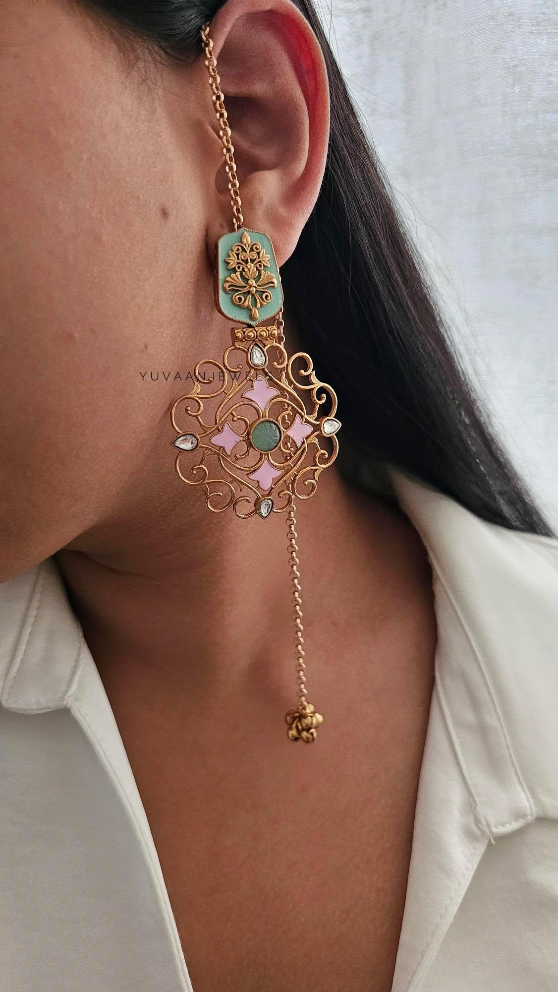 Amiara delicate chaandbaali with Kaan Chain - Image 5