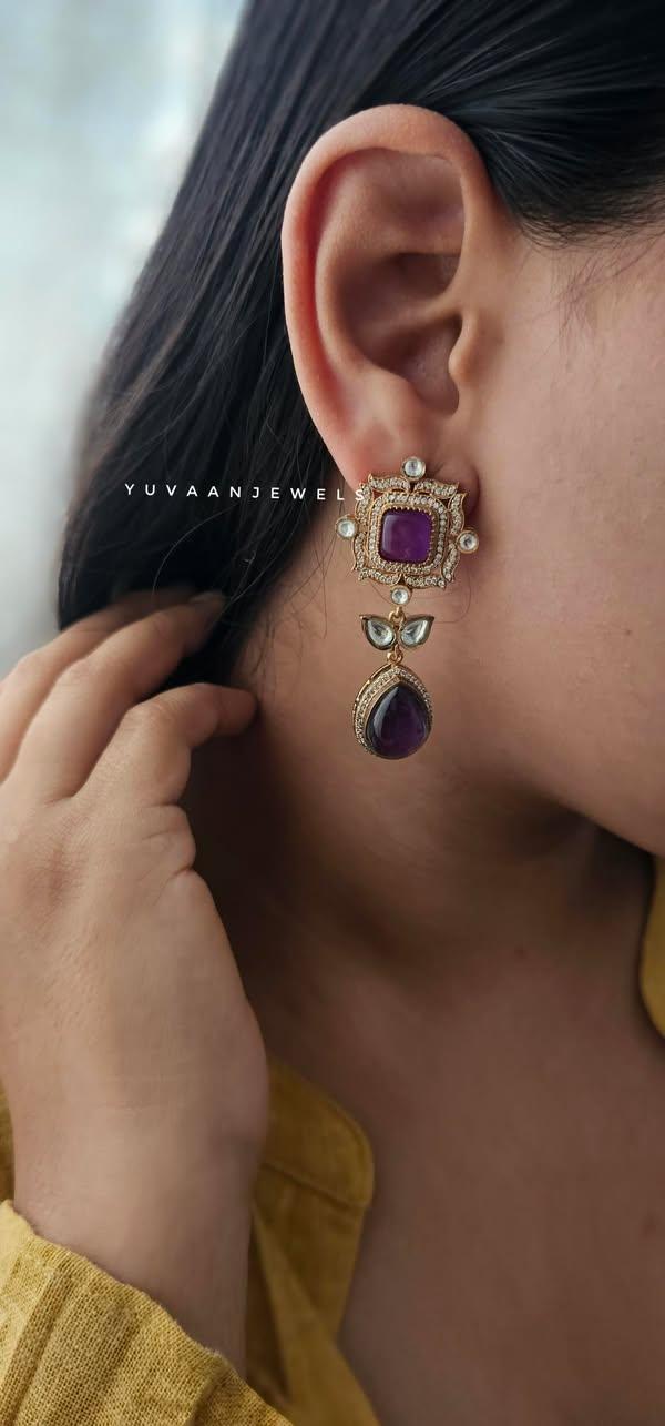 Parul quartz and polki earrings