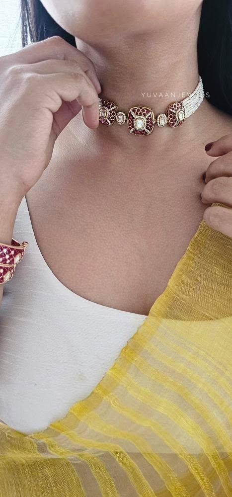 Shamsi delicate meenakari choker - Image 23