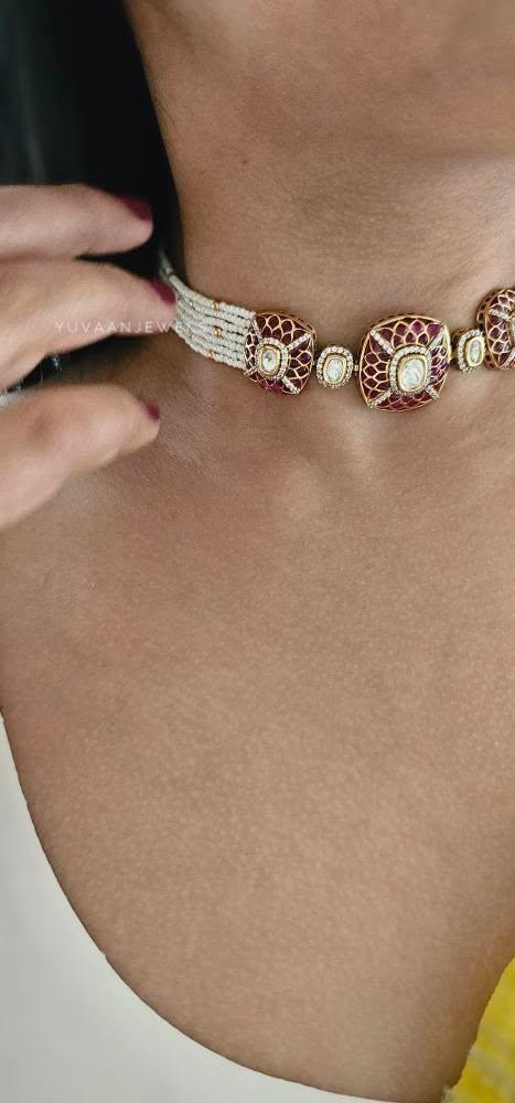 Shamsi delicate meenakari choker - Image 24
