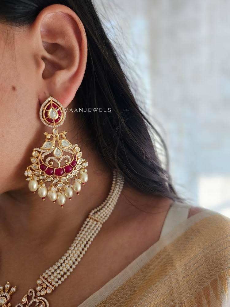 Kasturi pearl and polki haar