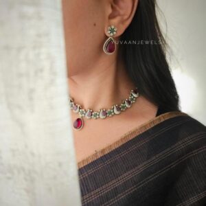 Shaam peacock motif necklace