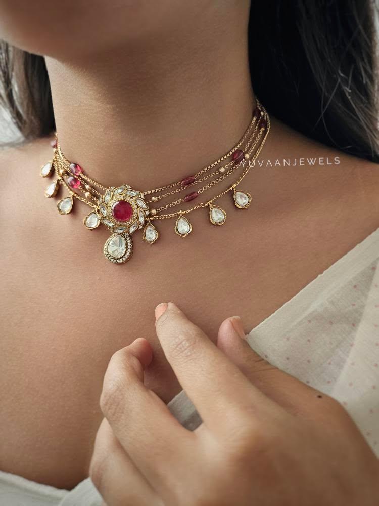 Shraddha delicate polki necklace
