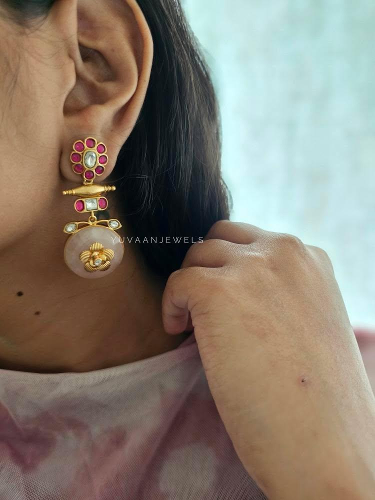 Joy quartz and polki earrings - Image 5