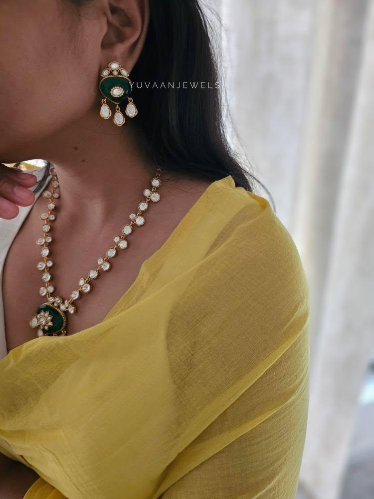 Resham quartz and polki necklace