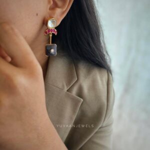 Aziza quartz and polki earrings