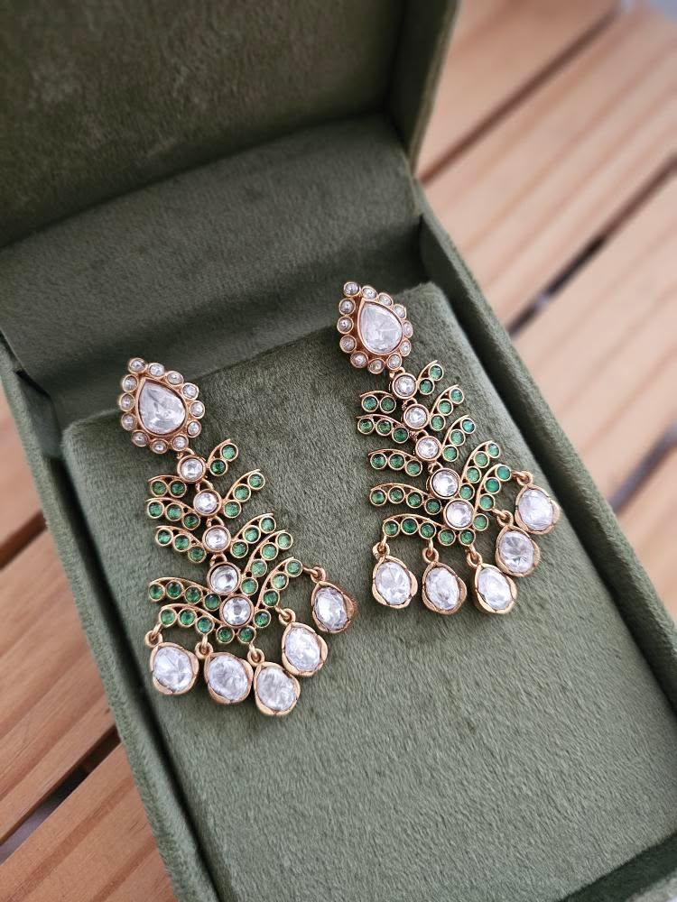 Waterfall handcrafted polki earrings