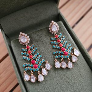 Waterfall handcrafted polki earrings