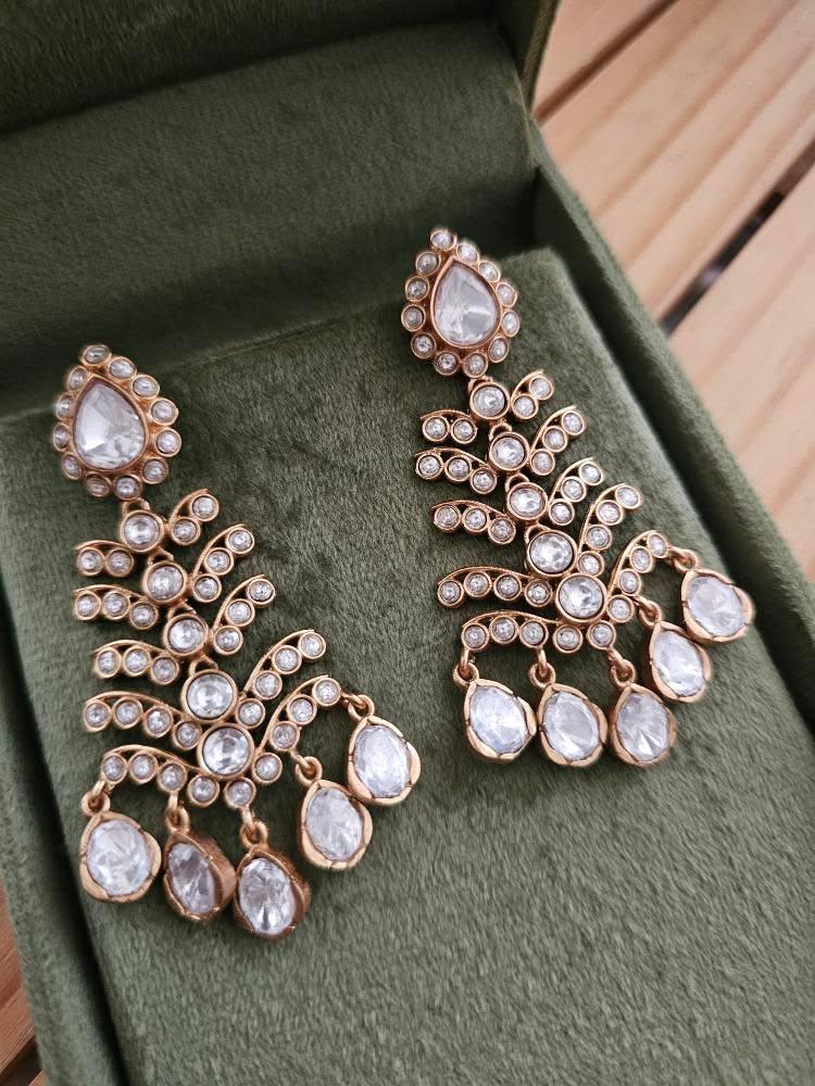 Waterfall handcrafted polki earrings