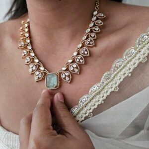 Paan quartz and polki necklace