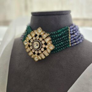 Raang pearl and polki choker