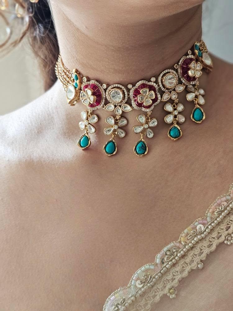 Asmi pearl and polki choker/ necklace