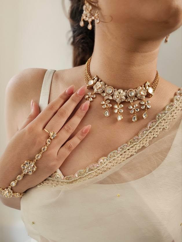 Asmi pearl and polki choker/necklace