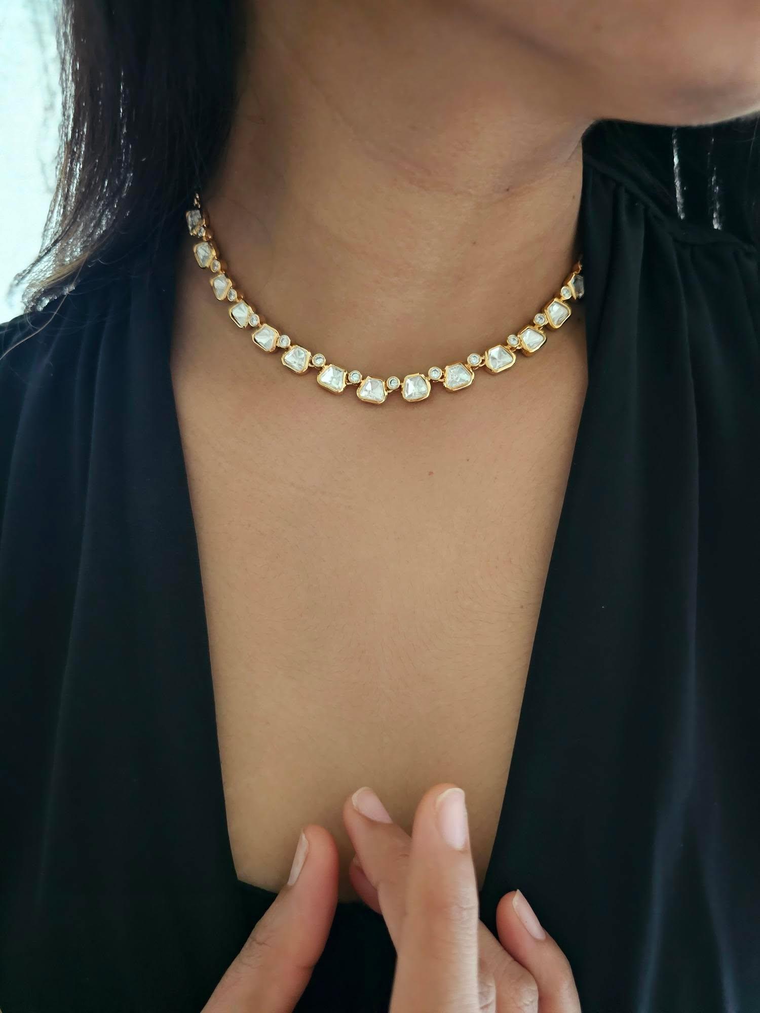 Hafsa delicate polki necklace