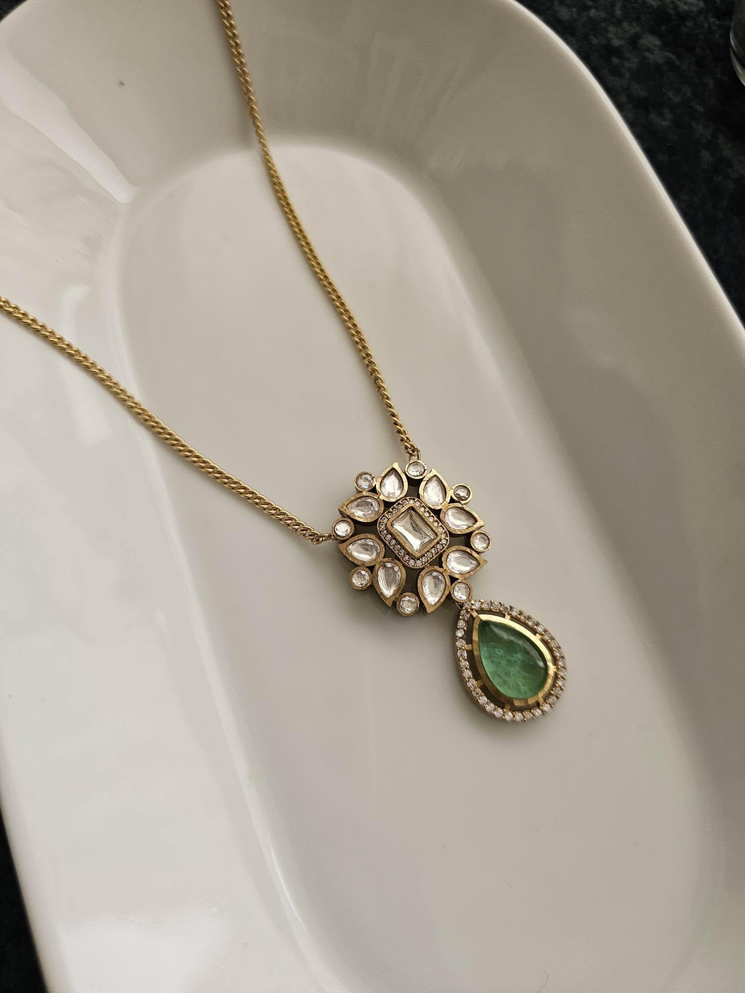 Tanya polki and quartz delicate necklace